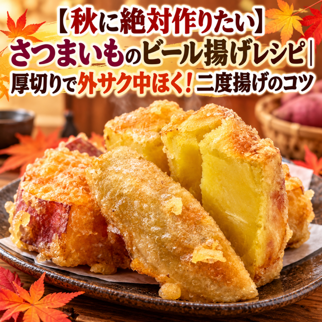 【秋に絶対作りたい】さつまいものビール揚げレシピ｜厚切りで外サク中ほく！二度揚げのコツ
